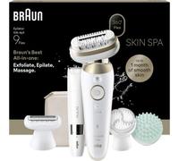 Braun Silk·épil 9 Flex SkinSpa Épilateur pour femme, tout-en-un avec tête flexible à 360° pour une épilation facile, humide et sec, peau lisse longue durée avec tondeuse pour le corps, 9-481 3D, doré