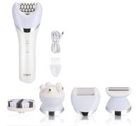 Epilateur Electrique Femme, 5 en 1 Rasoir Electrique sans Fil Rechargeable avec 2 Vitesses pour les Jambes et le Corps épilation, Épilateur électrique avec Exfoliant, Nettoyage et Massage du Visage