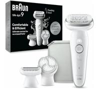 Braun Silk-épil 9 Épilateur Femme, Épilateur Électrique Femme Avec Tête Flexible Pour Une Épilation Simple, Wet & Dry, Peau Lisse Longue 9-061, Blanc/Argent