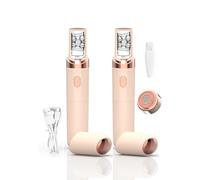 Épilateur facial pour femme : 2 en 1 rechargeable pour épilation faciale et sourcils, rasage indolore avec lumière LED intégrée - Parfait pour le visage, les lèvres et le corps (2 x rose)