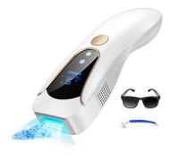 Épilateur Lumière Pulsée avec Fonction de Refroidissement, Épilateur Laser avec 999,900 Flashs, 9 Niveaux d'Énergie, Épilation IPL pour Visage, Aisselles, Jambes, Bikini, Hommes et Femmes, Blanc Doré