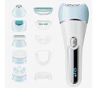 Épilateur pour femme, épilateur 6 en 1, rasoir, rasoir pour le visage, brosse pour le visage, massage du visage et exfoliant pour le corps, étanchéité IPX7, rechargeable, 2 vitesses