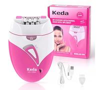 Épilateur sans fil rechargeable pour femme avec lumière LED, 2 réglages de vitesse, pour le visage, les zones de ligne de bikini, les aisselles, les bras, les jambes, la lèvre supérieure