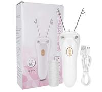 Épilation de Visage Épilateur Électrique du Visage Threading Machine pour Cheveux du Visage Fil de Coton Épilateur Rechargeable Épilateur Rasoir (Hôte + Fil de Coton + Câble USB)(Or)