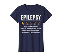 Épilepsie 1 étoile Notation drôle de Sensibilisation à l'épilepsie Épileptique T-Shirt, Femme, Bleu Marine, L