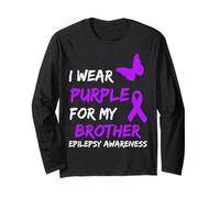 Epilepsy Awareness I Wear Purple for My Brother Ribbon Manche Longue