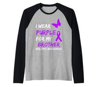 Epilepsy Awareness I Wear Purple for My Brother Ribbon Manche Raglan
