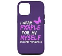 Epilepsy Awareness I Wear Purple for Myself Butterfly Ribbon Coque pour iPhone 12/12 Pro