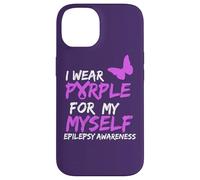 Epilepsy Awareness I Wear Purple for Myself Butterfly Ribbon Coque pour iPhone 14