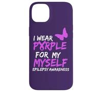 Epilepsy Awareness I Wear Purple for Myself Butterfly Ribbon Coque pour iPhone 14 Plus