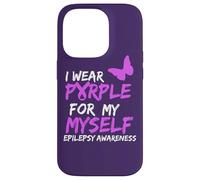Epilepsy Awareness I Wear Purple for Myself Butterfly Ribbon Coque pour iPhone 14 Pro