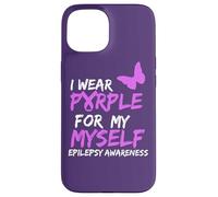 Epilepsy Awareness I Wear Purple for Myself Butterfly Ribbon Coque pour iPhone 15