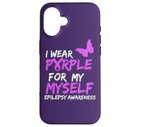 Epilepsy Awareness I Wear Purple for Myself Butterfly Ribbon Coque pour iPhone 16