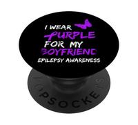 Epilepsy I Wear Purple for My Boyfriend Ribbon PopSockets PopGrip Adhésif
