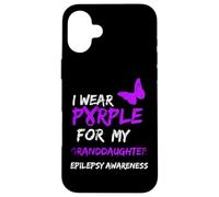 Epilepsy I Wear Purple for My Granddaughter Ribbon Coque pour iPhone 16 Plus