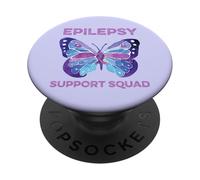 Epilepsy Support Squad Papillon Ruban Violet Crise cérébrale PopSockets PopGrip Adhésif
