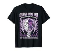 Epilepsy World Tour Cerveau Floral Bouclier Violet T-Shirt