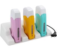 EpilWax - epilateur chauffe cire epilation professionnelle : 3 Chauffe cire Multicolore pour Roll-On de cire 100 ml 1 Support - Appareil Épilation Chauffe Cartouche Cire Recharge (Trio, Multicolore)