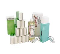 EpilWax - Kit Chauffe Cire Épilation Professionnelle avec 12 x Recharges Roll on Cire à l’Aloé Vera, 100 x Bandes d'Épilation et Huile après Épilation - Gamme Royal