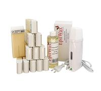 EpilWax - Kit Chauffe Cire Épilation Professionnelle avec 12 x Recharges Roll on Cire à la Vanille, 100 x Bandes d'Épilation et Huile après Épilation - Gamme Royal