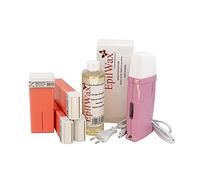 EpilWax - Kit Chauffe Cire Épilation Professionnelle avec 4 x Recharges Roll on Cire à la Rose, 100 x Bandes d'Épilation et Huile après Épilation - Gamme Royal