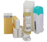 EpilWax - Kit Chauffe Cire Épilation Professionnelle avec 4 x Recharges Roll on Cire à la Vanille, 100 x Bandes d'Épilation et Huile après Épilation - Gamme Solo