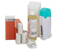 EpilWax - Kit Chauffe Cire Épilation Professionnelle avec 4 x Recharges Roll on Cire à l'Argan, 100 x Bandes d'Épilation et Huile après Épilation - Gamme Solo