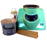 EpilWax - Kit Epilation Complet Cire Chaude Pelable - Epilateur Chauffe Cire Professionnel Grande Cuve 400 ml - 1 Huile Après Epilation, 1 Pot de 400 ml de Cire Sans Bandes, 10 Spatule - Vert