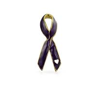 Bling Jewelry Epingle À Broche De Prévention Et De Sensibilisation Au Cancer du Pancréas - Ruban Violet - Coeur Ouvert - Email - Plaqué Or - Accessoire D'Inspiration pour Femmes