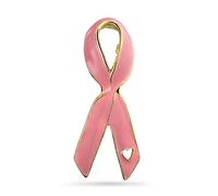 Bling Jewelry Epingle À Broche De Prévention Et De Sensibilisation Au Cancer du Sein - Ruban Rose - Cœur Ouvert en Émail - Plaqué Or - Accessoire D'Inspiration pour Les Femmes