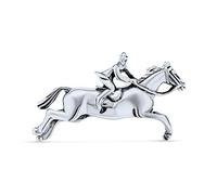 Épingle À Broche Pour Femme En Argent Sterling 925 Oxydé, Représentant Une Cow-Girl De L'Ouest, Qui Pratique L'Équitation, Le Saut D'Obstacles Et Les Chevaux De Race Thoroughbred