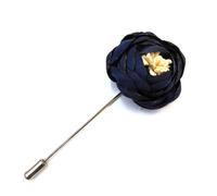 Epingle à chapeau et étoles - broche fibule fleur bleu marine - RC005108
