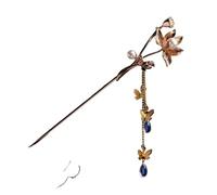 Épingle À Cheveux À Pompon Épingle à cheveux vintage chinoise pompon de lotus, ornement Hanfu, coiffe style palais, épingle ancienne en forme fleur et perle(Color-02)