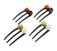 Épingle à Cheveux à Trois Dents Ronde, 4 Pièces, Plastique Vert