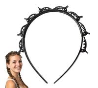 Épingle à cheveux avec frange - Bandeau de coiffure à épingle, Bandeaux de cheveux pour femmes | Bandeaux de cheveux mignons à double frange, outil de tresse avec bande dentée, forces