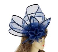Épingle à cheveux bibi avec filet de fleurs surdimensionné, bleu marine | Épingle à cheveux bibi avec filet de fleurs surdimensionné, bandeau, pour fête rétro, fête costumée