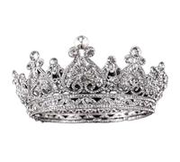 Épingle à cheveux Big Round Crowns Baroque Tiara Crown Crystal Heart Wedding Hair Accessories Queen Princess Diadem Bridal Ornements, une taille, Agate