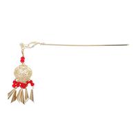 Épingle à Cheveux Chinoise Lumineuse Lanterne à Pompon en Métal | Style Classique Rétro, Insertion Douce et Port Confortable, pour Chignon, Mariages et Scène