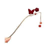 Épingle à cheveux de style national pour femme haut de gamme élégante ornement de cheveux rose chinoise rouge floquée antique (07)