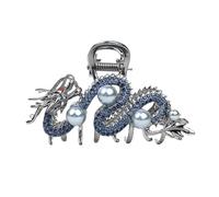 Épingle à cheveux Dragon bleu avec perle, griffe de cheveux for femmes, épingle à cheveux Simple, pince requin, mode tempérament, accessoires for cheveux simples(Blue)