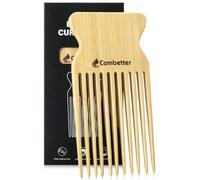 Épingle à cheveux en bambou Combetter, Améliore la définition des boucles et le volume des cheveux bouclés, pic afro écologique pour le démêlage et le coiffage