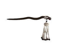 Épingle à cheveux en bois de santal noir de style chinois avec pompon classique haut de gamme