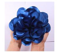Épingle à cheveux en satin faite la main, grande fleur, 19 cm, for défilé, spectacle(Blue1,With brooches)