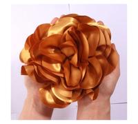 Épingle à cheveux en satin faite la main, grande fleur, 19 cm, for défilé, spectacle Pour Carnaval, Fête, Mariage(Gold,With brooches)