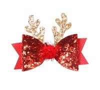 Épingle à cheveux festive pour femmes - Bois de Noël - Forme de bowball - Paillettes brillantes - Année légère - Année - Décoration de cheveux - Fixation - Clip Girls - Rouge