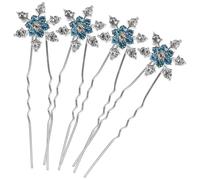 Épingle à Cheveux Flocon de Neige Cristal Bleu 12pcs