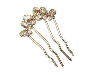 Épingle à cheveux française - 4 accessoires de coiffure en strass de plongée | U façonner les peignes côté cheveux pour le salon de la célébration de banquet formel événement social de la mode