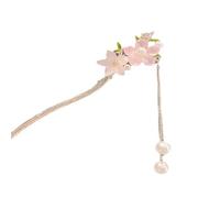 Épingle à cheveux Hanfu de style ancien avec pompon en forme de fleur de pêche rose