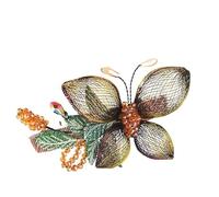 Épingle à cheveux papillon creuse faite à la main en fil de cuivre, clip supérieur dégradé, clip à ressort, clip à un caractère, épingle à cheveux à clip horizontal(Champagne)