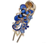 Épingle à cheveux papillon en alliage pour femme avec design détaillé en forme d'aile galvanisée et clip en résine pour un ajustement confortable (bleu)
